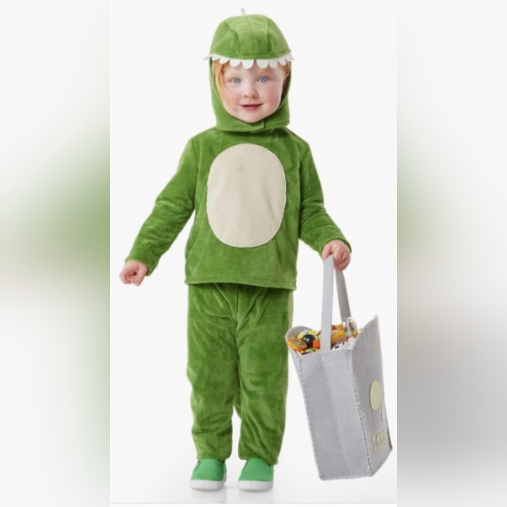 Pottery Barn Kids Dino Washable Toddler Costume, 3T - Green - 3 piece